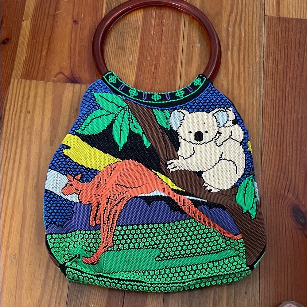 Scenic beaded tote/purse 14”x13”x3”